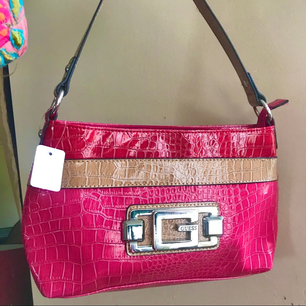 GUESS Strawberry Red & Beige Shoulder Bag